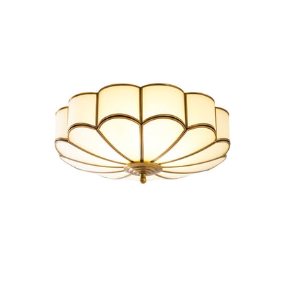Bloemvormige Glazen Plafondlamp met Messing Afwerking – Postmodern Design met 3,4 of 6 Lichtpunten