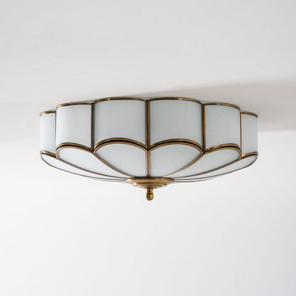 Bloemvormige Glazen Plafondlamp met Messing Afwerking – Postmodern Design met 3,4 of 6 Lichtpunten