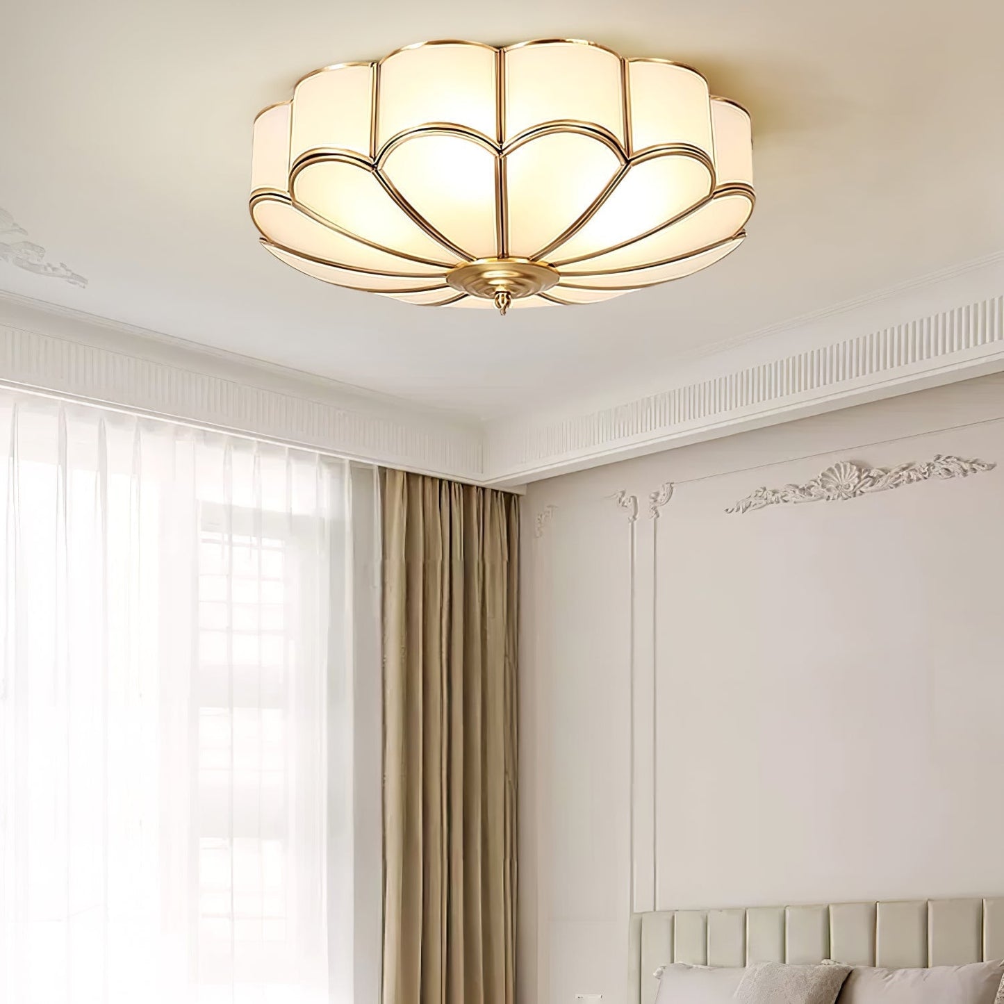 Plafondlamp Glas Messing Goud Rond Klassiek Woonkamer Hal Eetkamer Vintage Design Verlichting Diffuus Licht