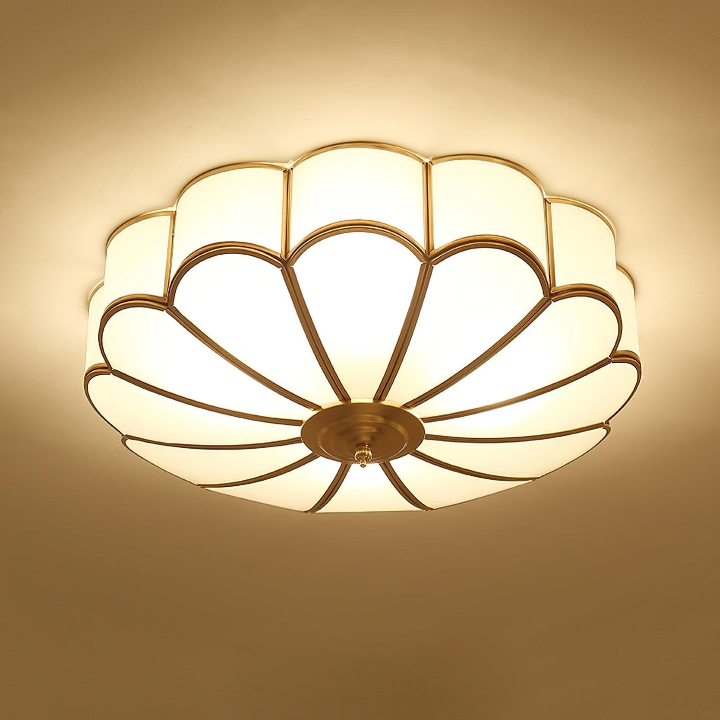 Plafondlamp Glas Messing Goud Rond Klassiek Woonkamer Hal Eetkamer Vintage Design Verlichting Diffuus Licht