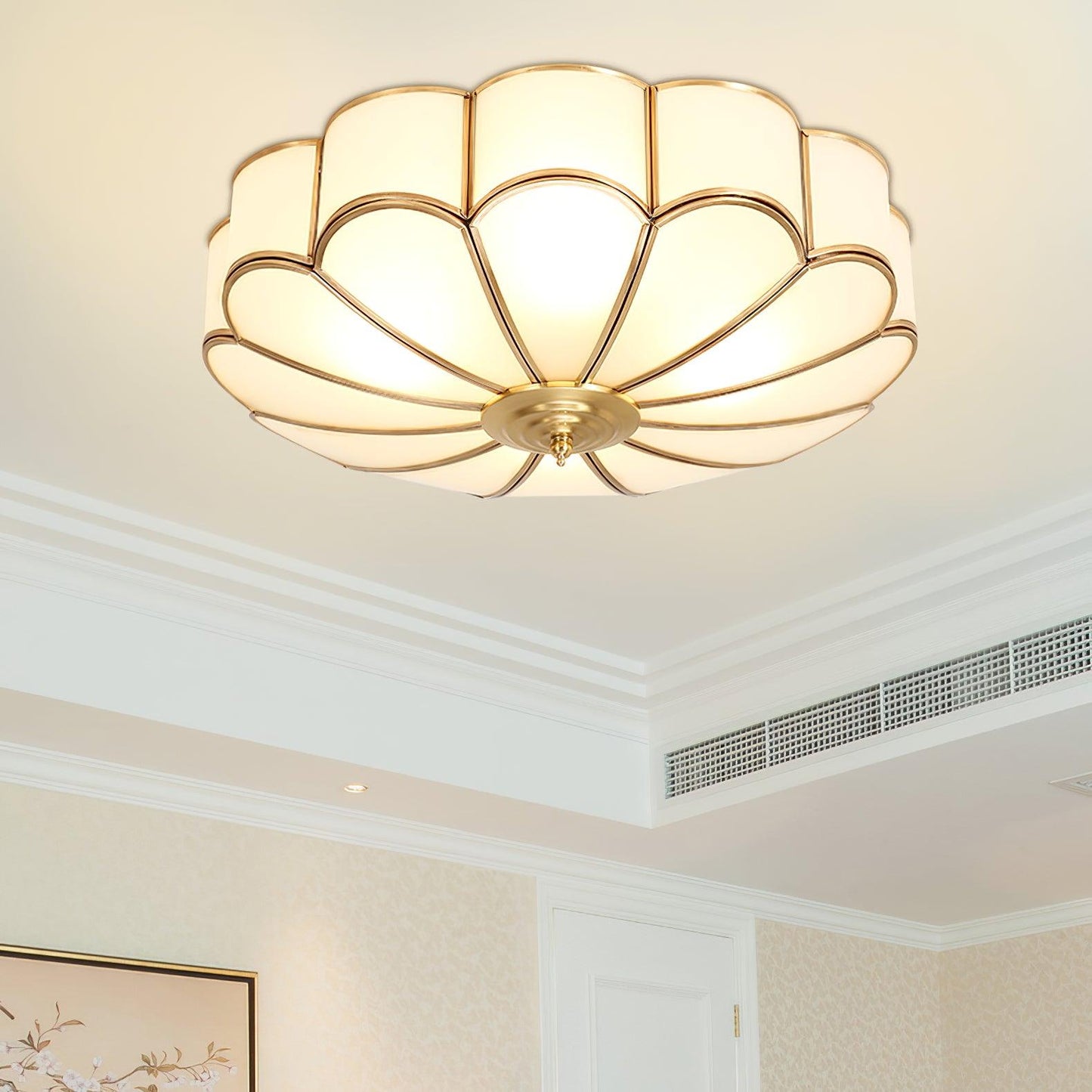 Plafondlamp Glas Messing Goud Rond Klassiek Woonkamer Hal Eetkamer Vintage Design Verlichting Diffuus Licht