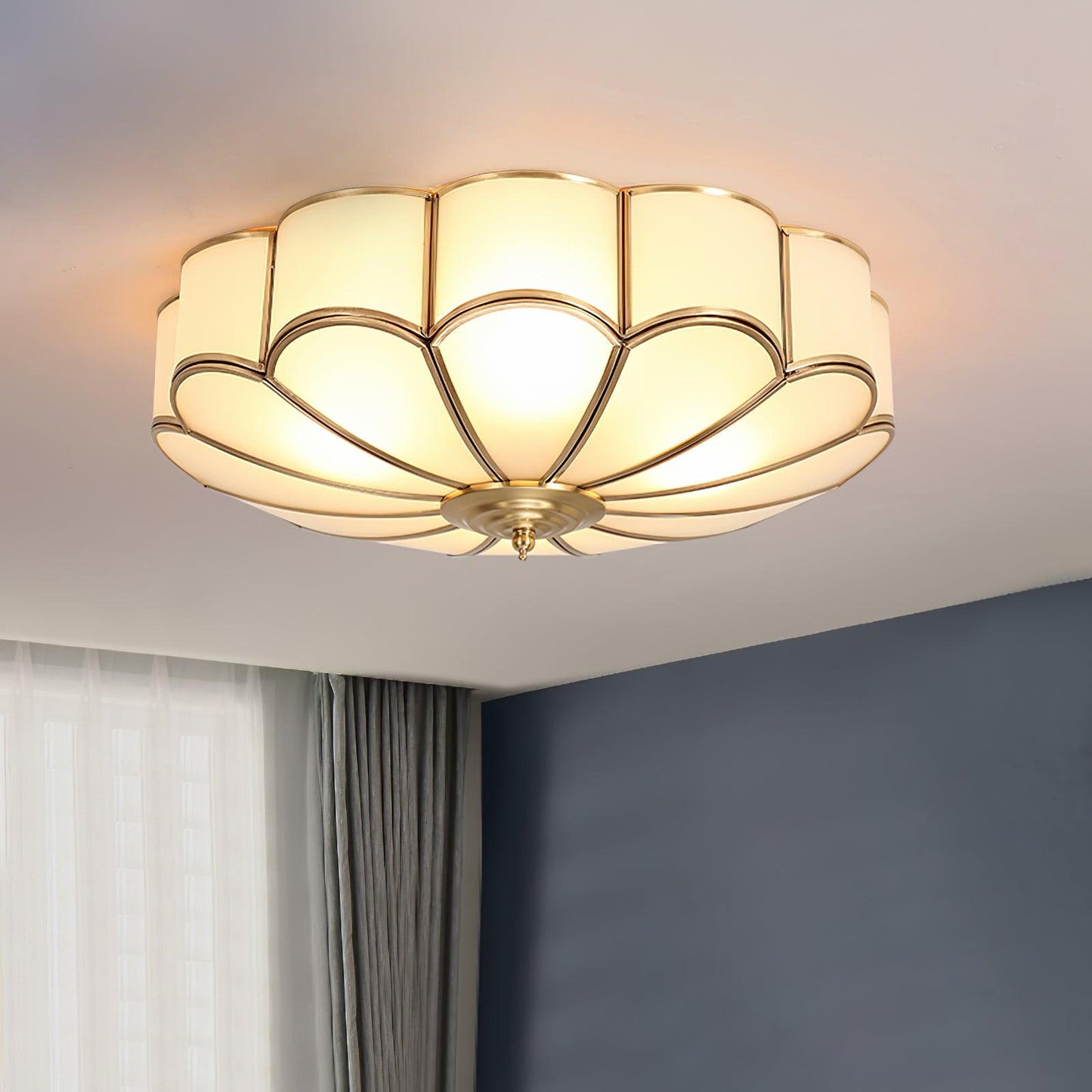 Plafondlamp Glas Messing Goud Rond Klassiek Woonkamer Hal Eetkamer Vintage Design Verlichting Diffuus Licht