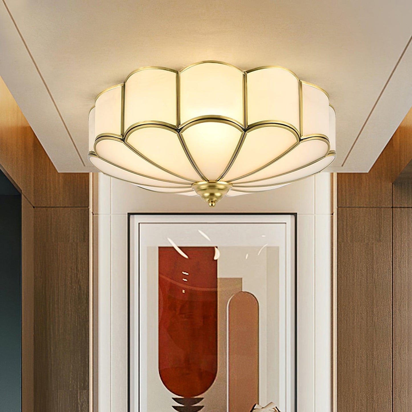 Plafondlamp Glas Messing Goud Rond Klassiek Woonkamer Hal Eetkamer Vintage Design Verlichting Diffuus Licht