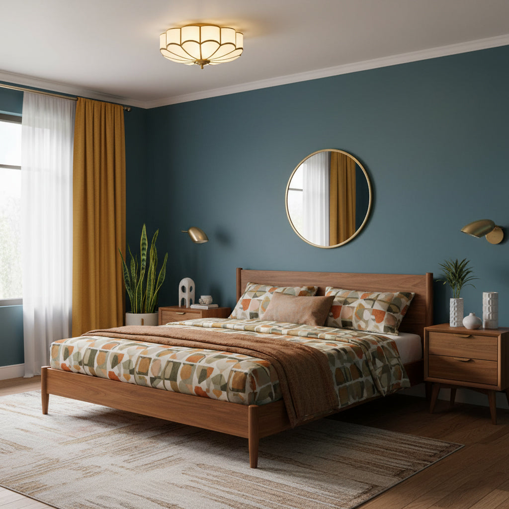 Bloemvormige Glazen Plafondlamp met Messing Afwerking – Postmodern Design met 3,4 of 6 Lichtpunten
