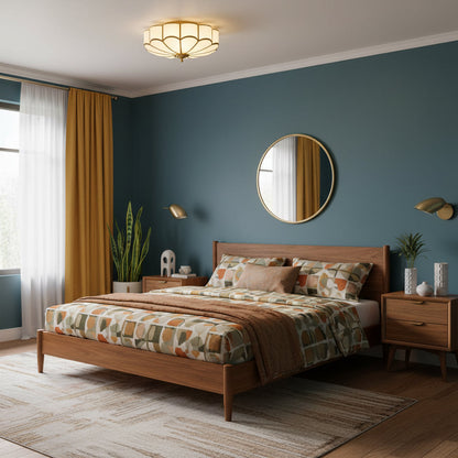 Bloemvormige Glazen Plafondlamp met Messing Afwerking – Postmodern Design met 3,4 of 6 Lichtpunten