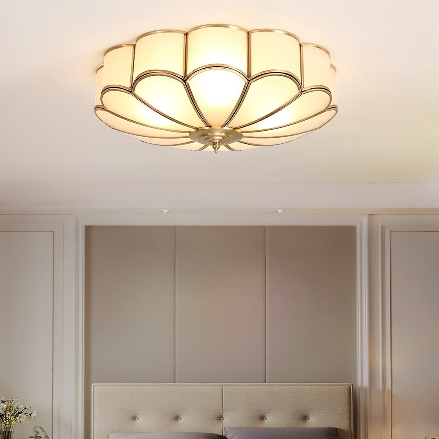 Plafondlamp Glas Messing Goud Rond Klassiek Woonkamer Hal Eetkamer Vintage Design Verlichting Diffuus Licht