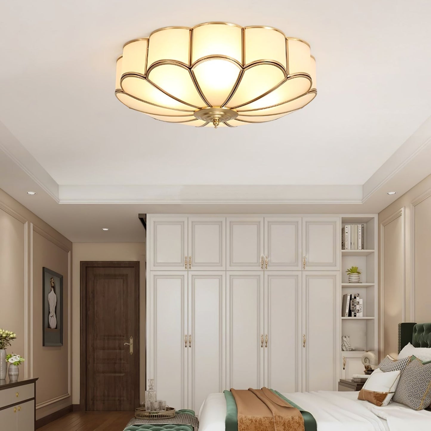 Plafondlamp Glas Messing Goud Rond Klassiek Woonkamer Hal Eetkamer Vintage Design Verlichting Diffuus Licht