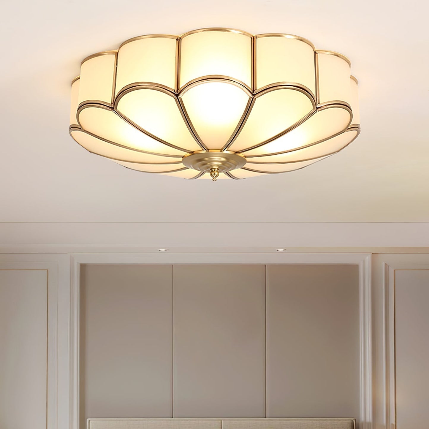 Plafondlamp Glas Messing Goud Rond Klassiek Woonkamer Hal Eetkamer Vintage Design Verlichting Diffuus Licht