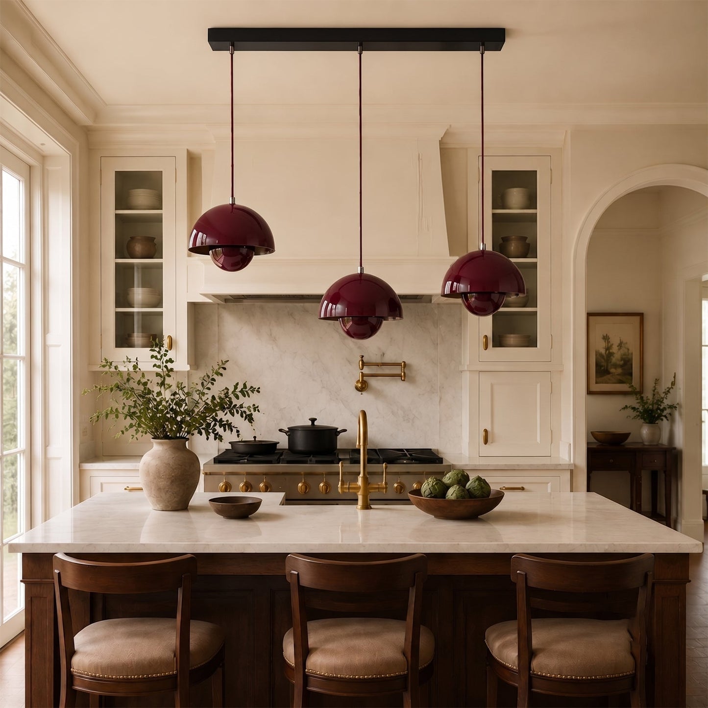 Ronde Hanglampen in Scandinavisch Design – Dubbele Halfbolvorm met Verstelbare Draad – E27/G9 – Verkrijgbaar in 16 Kleuren