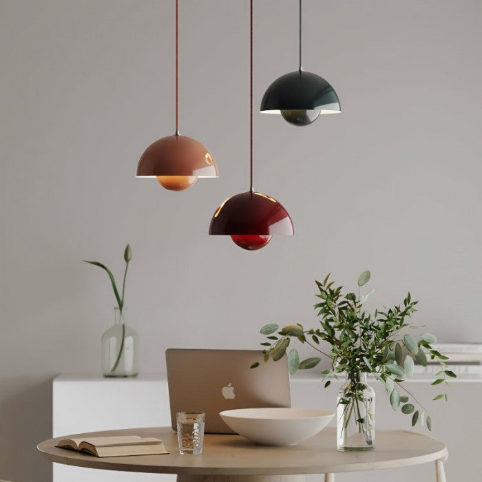 Ronde Hanglampen in Scandinavisch Design – Dubbele Halfbolvorm met Verstelbare Draad – E27/G9 – Verkrijgbaar in 16 Kleuren