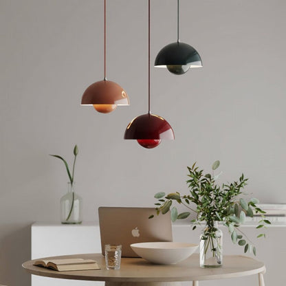 Ronde Hanglampen in Scandinavisch Design – Dubbele Halfbolvorm met Verstelbare Draad – E27/G9 – Verkrijgbaar in 16 Kleuren