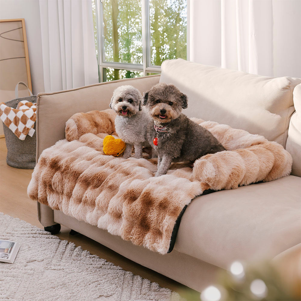 Pluche Hondenmand Sofa Beschermer Huisdiermat Antislip Bodem Wasbaar Comfort Rustplek – Grijs Koffie Tie-Dye