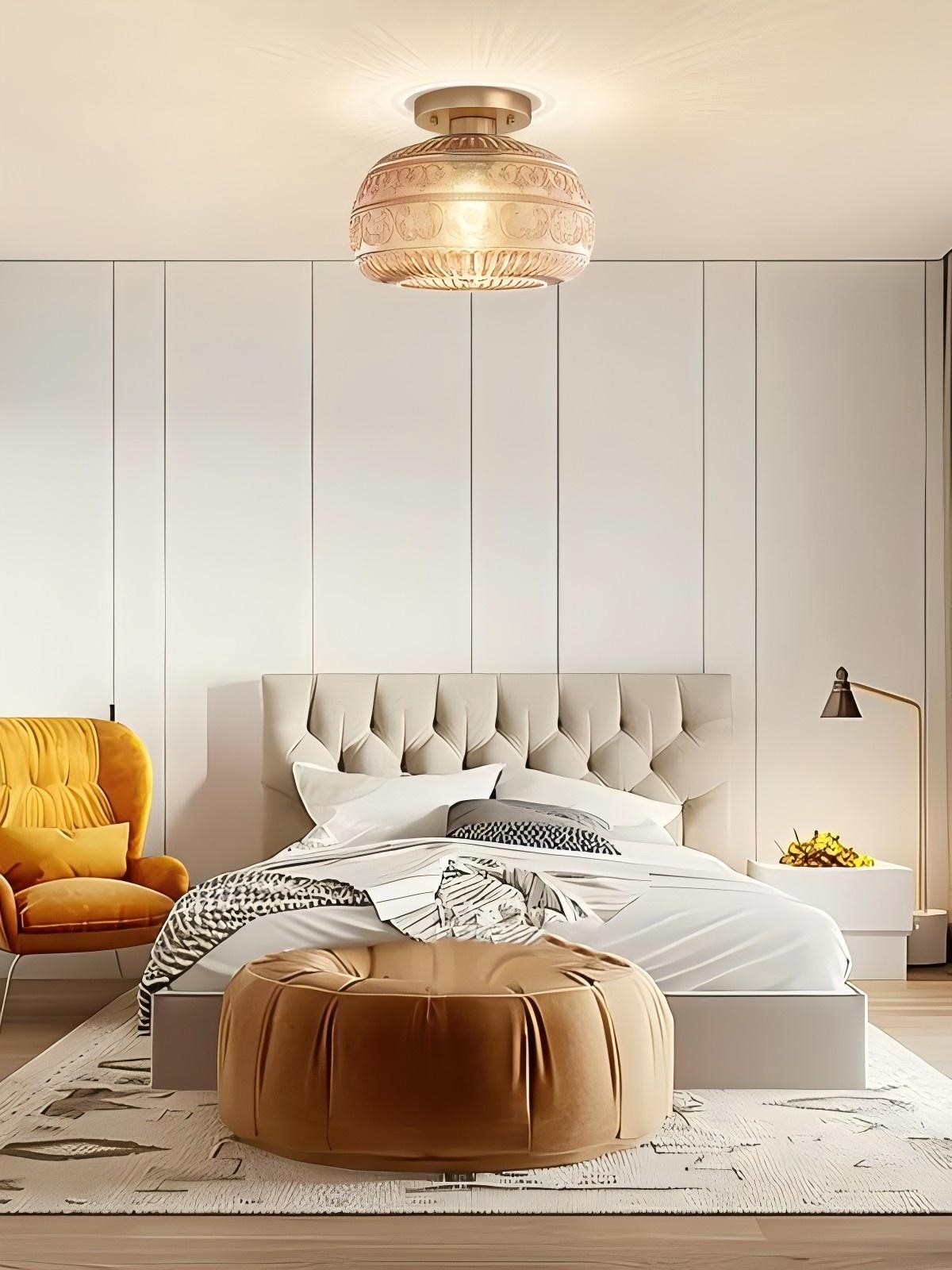 Glazen Bol Plafondlamp Getextureerd Glas Semi-Flush Verlichting voor Elke Ruimte