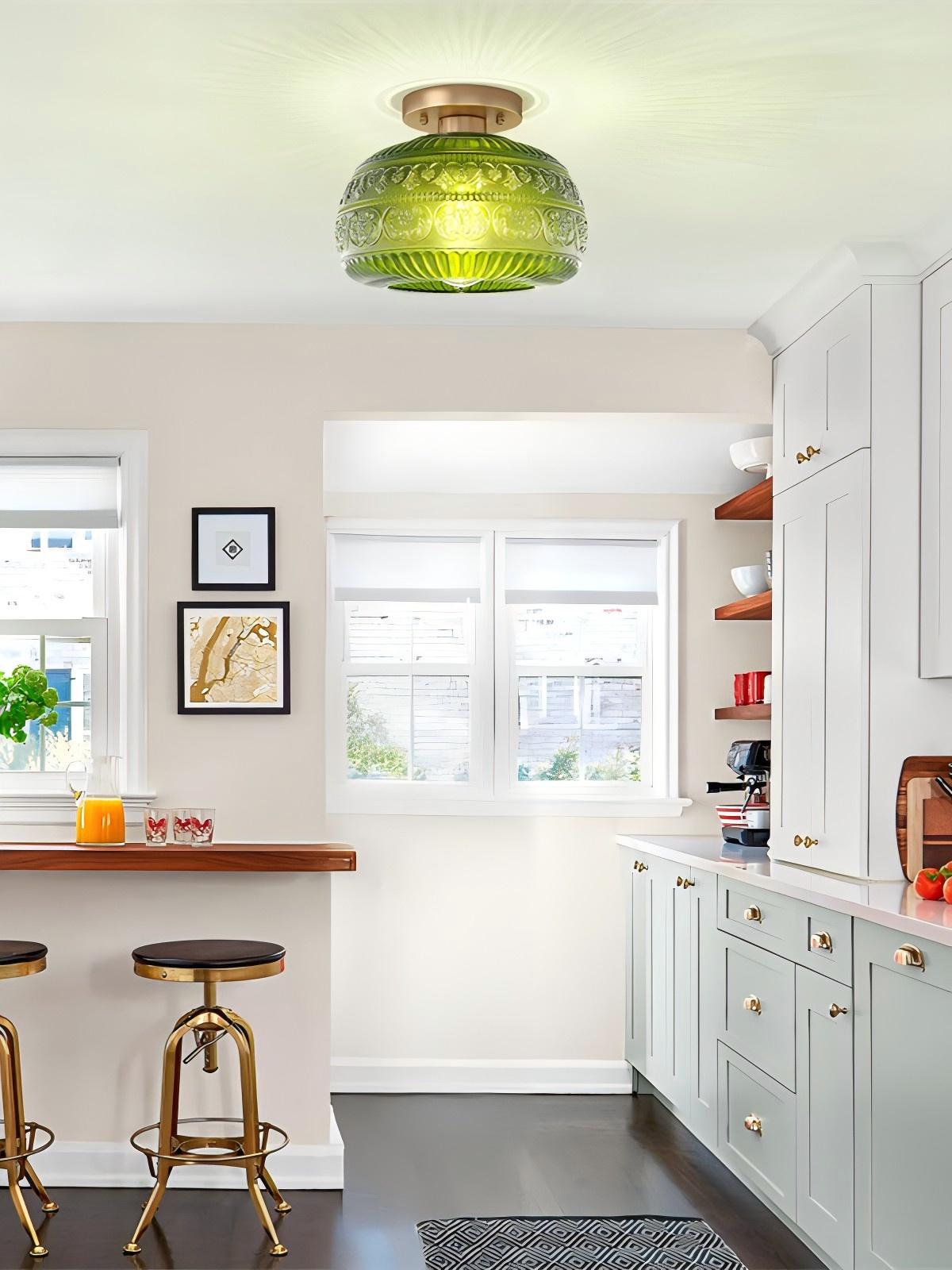 Glazen Bol Plafondlamp Getextureerd Glas Semi-Flush Verlichting voor Elke Ruimte