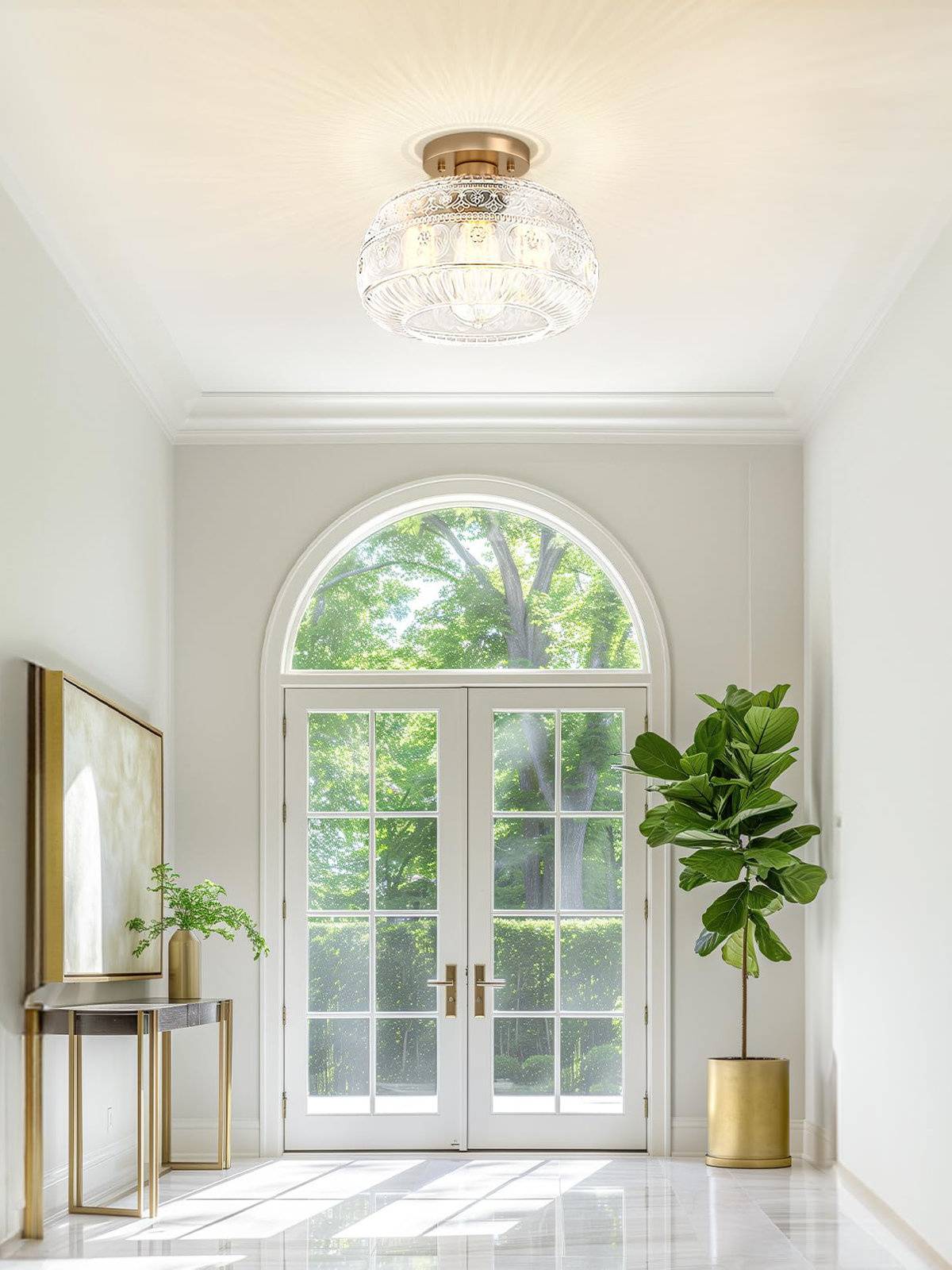 Glazen Bol Plafondlamp Getextureerd Glas Semi-Flush Verlichting voor Elke Ruimte