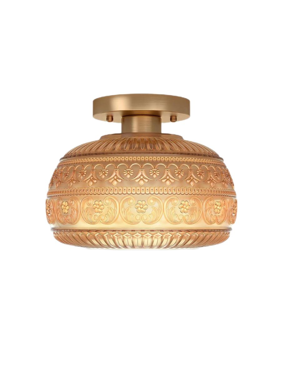 Glazen Bol Plafondlamp Getextureerd Glas Semi-Flush Verlichting voor Elke Ruimte