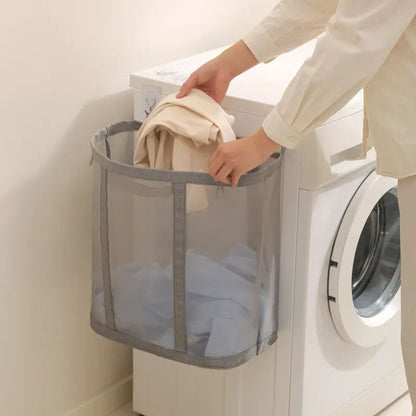 Inklapbare Wasmand met Mesh - Opvouwbare Wasgoed Opbergmand voor Slaapkamer en Badkamer - Lichtgewicht Ventilerende Wasbox met Hanglusje