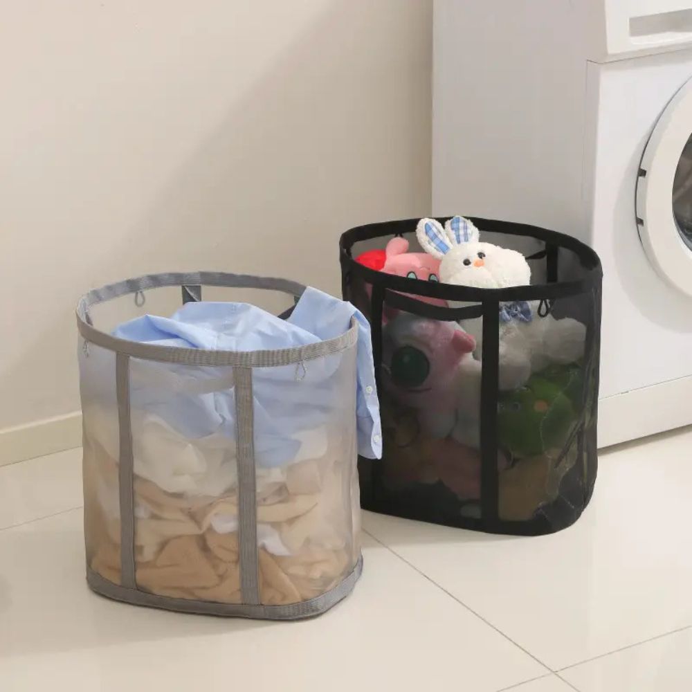 Inklapbare Wasmand met Mesh - Opvouwbare Wasgoed Opbergmand voor Slaapkamer en Badkamer - Lichtgewicht Ventilerende Wasbox met Hanglusje