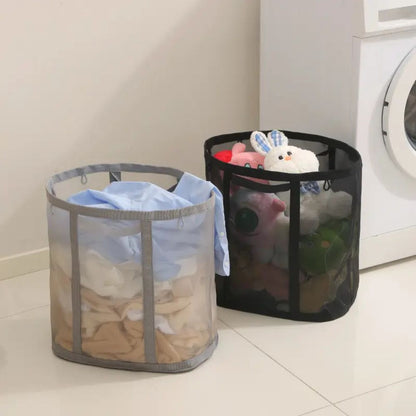 Inklapbare Wasmand met Mesh - Opvouwbare Wasgoed Opbergmand voor Slaapkamer en Badkamer - Lichtgewicht Ventilerende Wasbox met Hanglusje