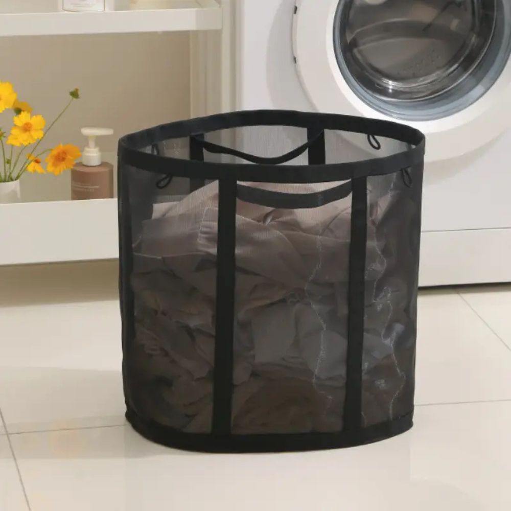 Inklapbare Wasmand met Mesh - Opvouwbare Wasgoed Opbergmand voor Slaapkamer en Badkamer - Lichtgewicht Ventilerende Wasbox met Hanglusje