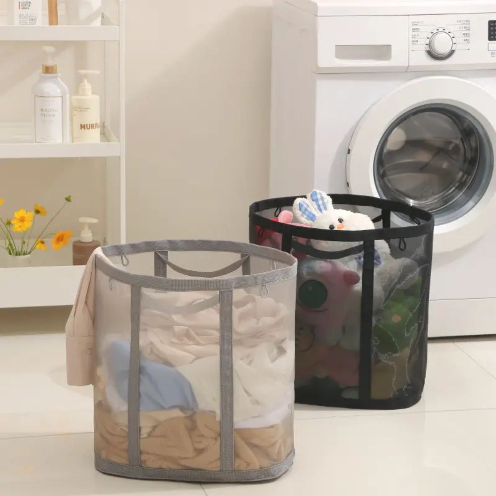 Inklapbare Wasmand met Mesh - Opvouwbare Wasgoed Opbergmand voor Slaapkamer en Badkamer - Lichtgewicht Ventilerende Wasbox met Hanglusje