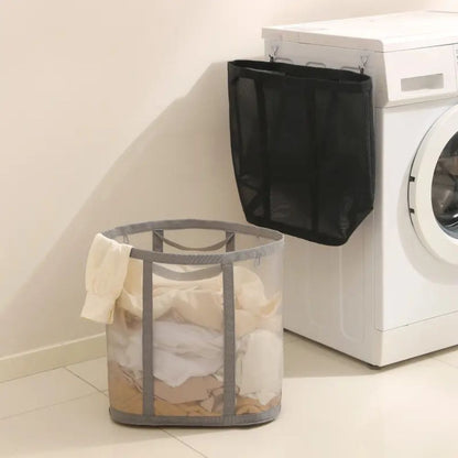 Inklapbare Wasmand met Mesh - Opvouwbare Wasgoed Opbergmand voor Slaapkamer en Badkamer - Lichtgewicht Ventilerende Wasbox met Hanglusje