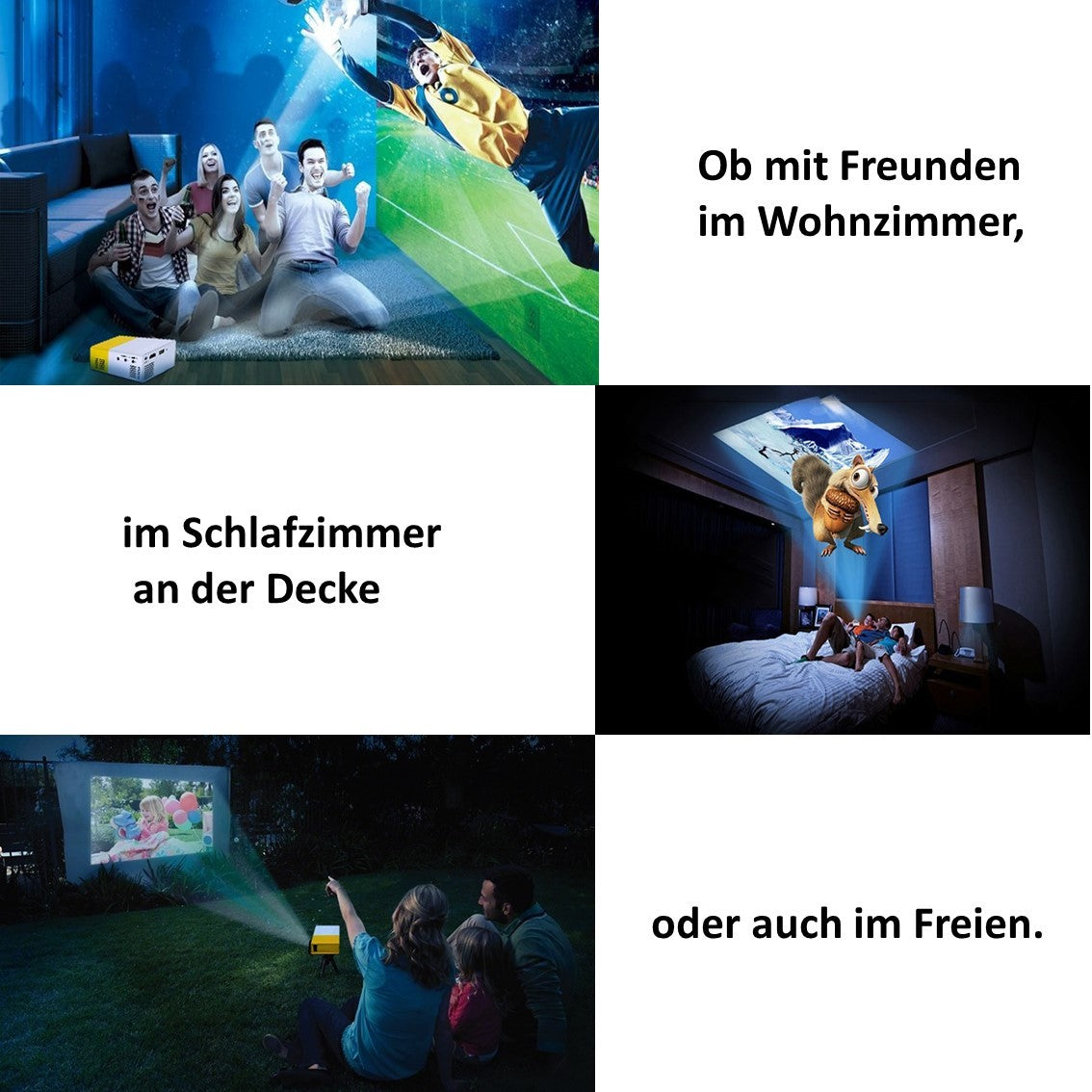 Compacte Mini-Beamer met LED-Projectie – Draagbaar Home Cinema Systeem voor Films en Series