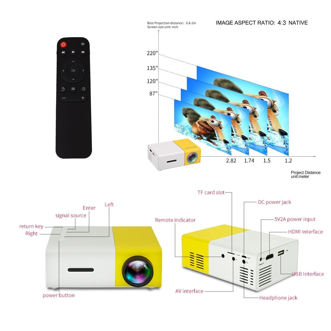 Compacte Mini-Beamer met LED-Projectie – Draagbaar Home Cinema Systeem voor Films en Series