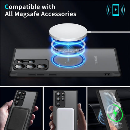 Magnetische Schokbestendige Smartphone Hoes - Transparant Beschermend Hoesje met Metalen Frame - Voor Samsung Galaxy Serie