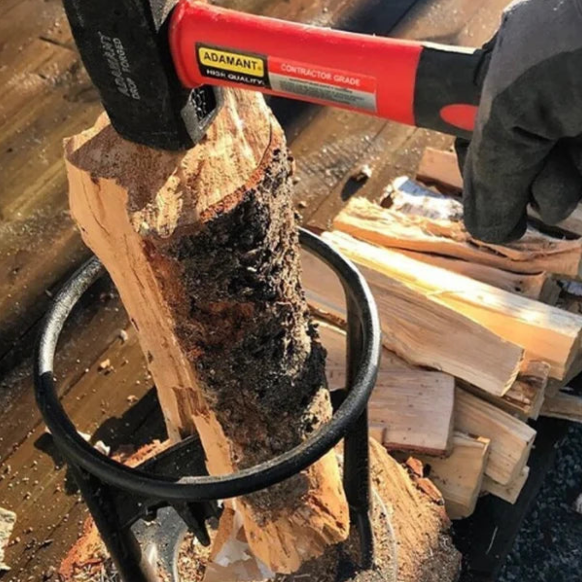 Houtklover voor Blokken en Aanmaakhout | Handmatig Houtsplijt Gereedschap | Veilig Splitsen Zonder Bijl | Gietijzeren Frame voor Vuurhout