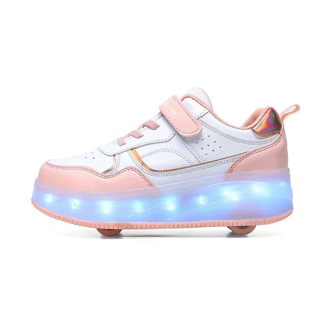 Verstelbare LED Rollerschoenen voor Kinderen Roze Paars 30-38 Orthopedisch