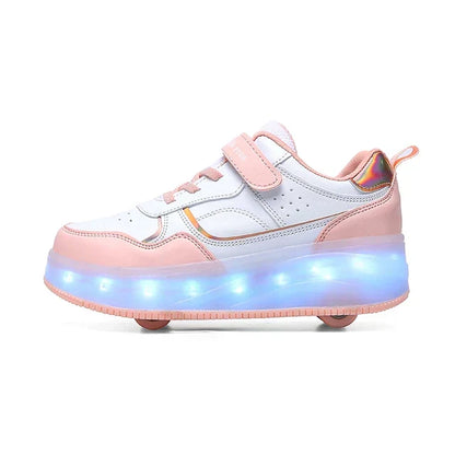 Verstelbare LED Rollerschoenen voor Kinderen Roze Paars 30-38 Orthopedisch