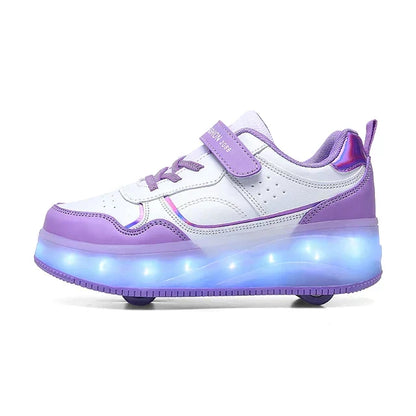 Verstelbare LED Rollerschoenen voor Kinderen Roze Paars 30-38 Orthopedisch