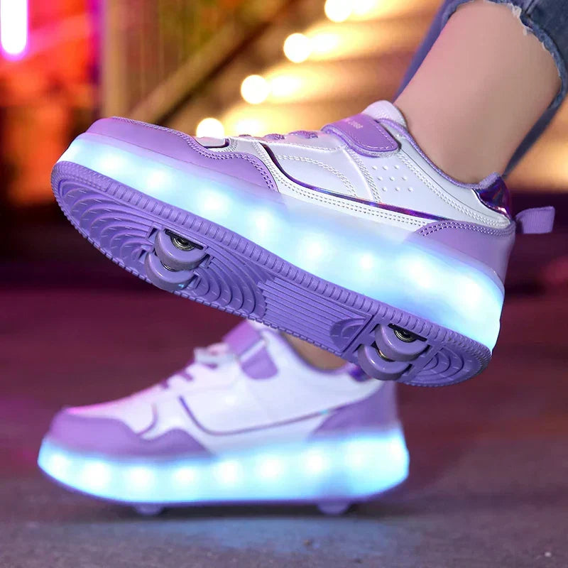 Verstelbare LED Rollerschoenen voor Kinderen Roze Paars 30-38 Orthopedisch
