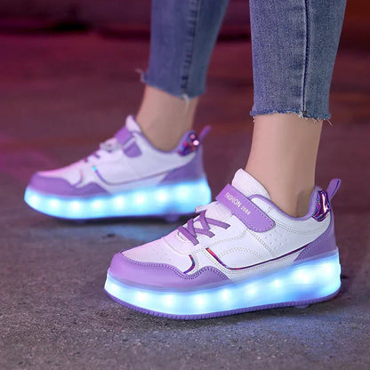 Verstelbare LED Rollerschoenen voor Kinderen Roze Paars 30-38 Orthopedisch
