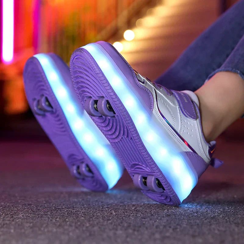 Verstelbare LED Rollerschoenen voor Kinderen Roze Paars 30-38 Orthopedisch