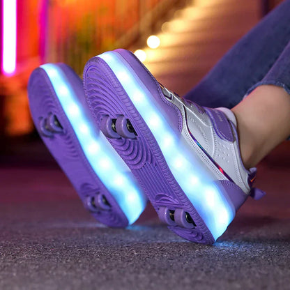 Verstelbare LED Rollerschoenen voor Kinderen Roze Paars 30-38 Orthopedisch