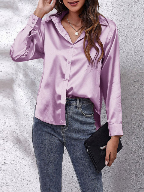 Satijnen Blouse met Glans en Elegante Pasvorm