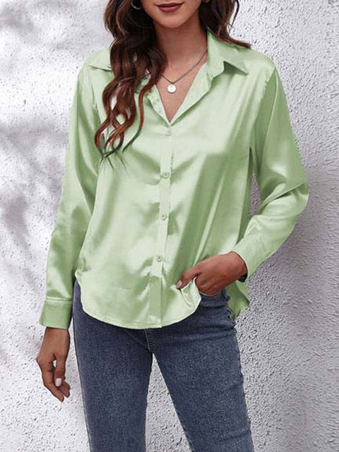 Satijnen Blouse met Glans en Elegante Pasvorm