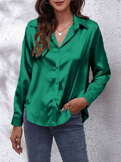 Satijnen Blouse met Glans en Elegante Pasvorm
