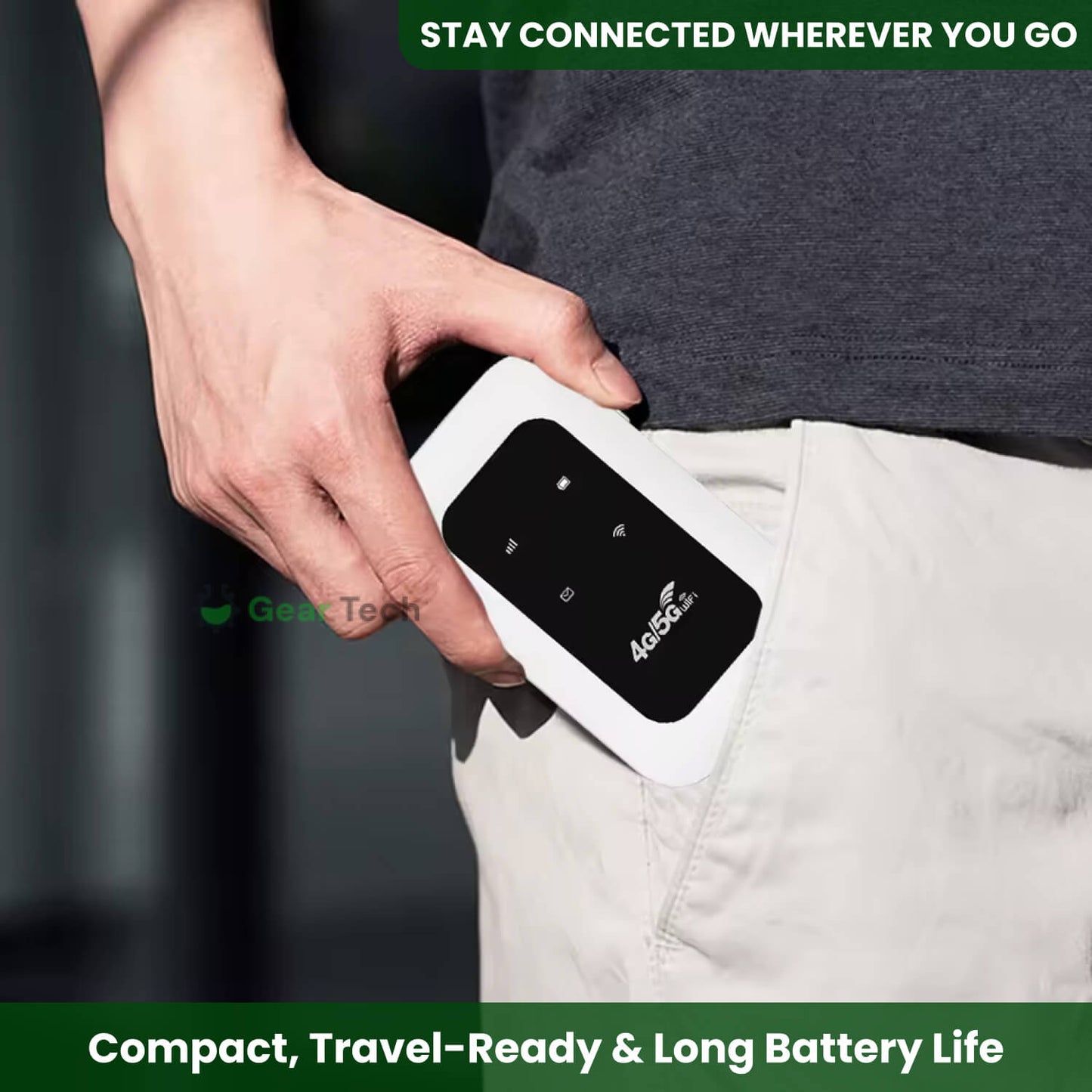 Draagbare 5G WiFi Router – Veilige Mobiele Internetverbinding voor Camper, Caravan en Reizen | 10 Apparaten | 150 Mbps