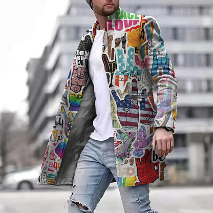 Mannen Statement Jas Lange Grafische Print - StudioMarella