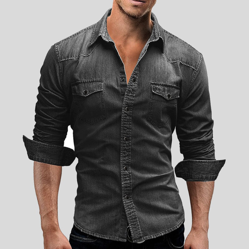 Heren Blauwe Denim Shirt met Vintage Look