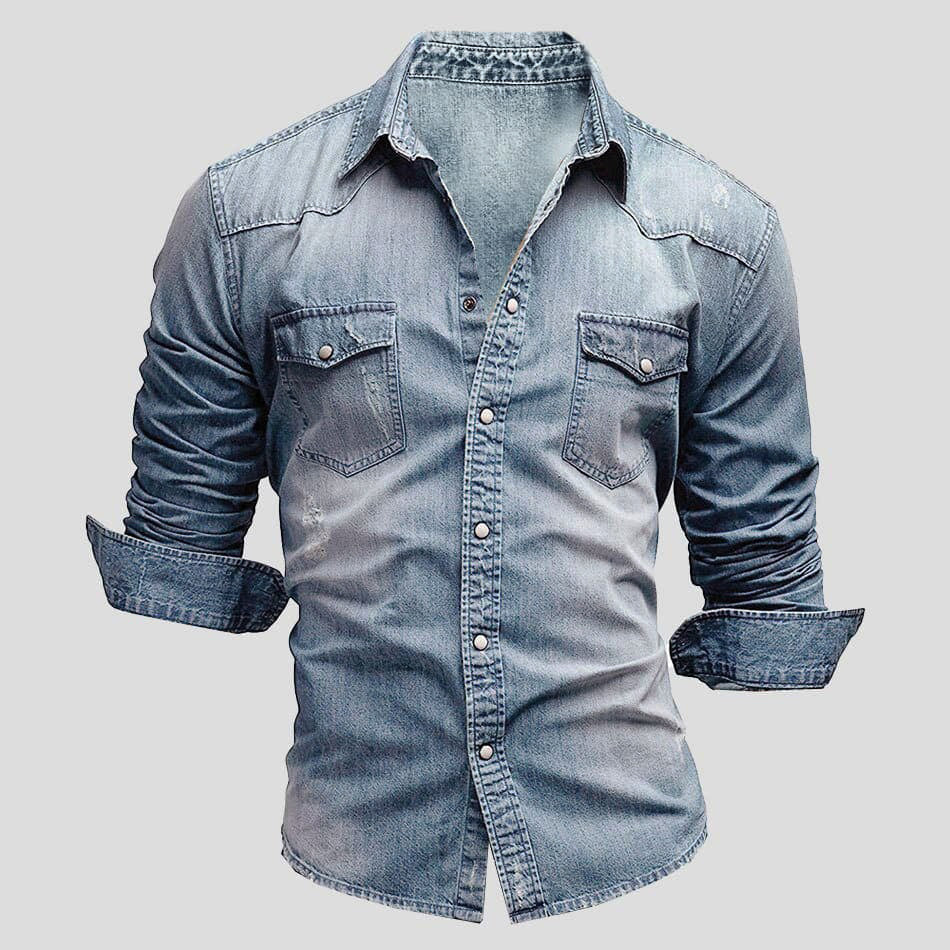 Heren Blauwe Denim Shirt met Vintage Look - StudioMarella