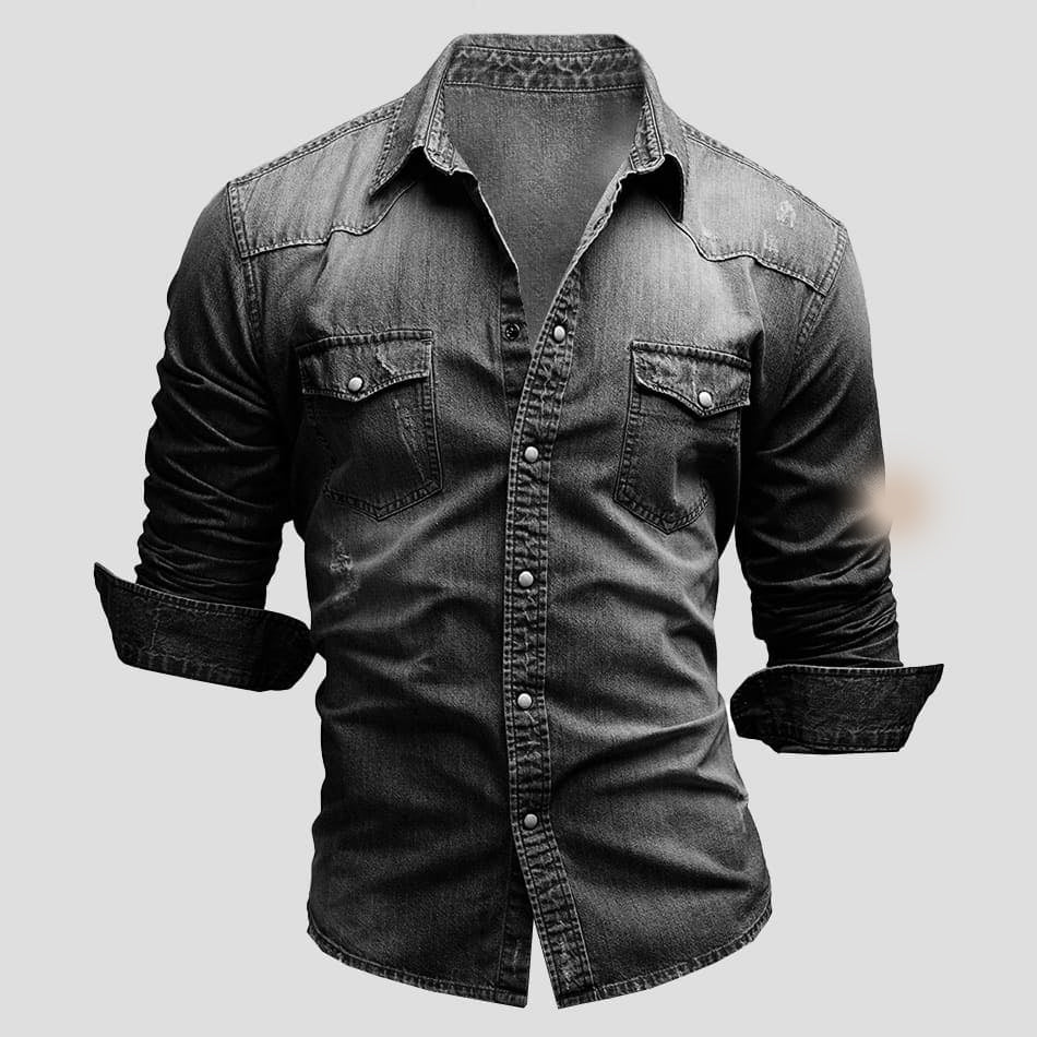Heren Blauwe Denim Shirt met Vintage Look