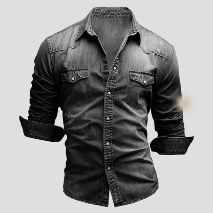 Heren Blauwe Denim Shirt met Vintage Look