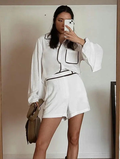 Dames Katoenen Set Stijlvol Britse Stijl