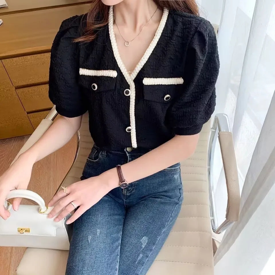 Vrouwelijke Blouse van Chiffon Stof Elegante Snit