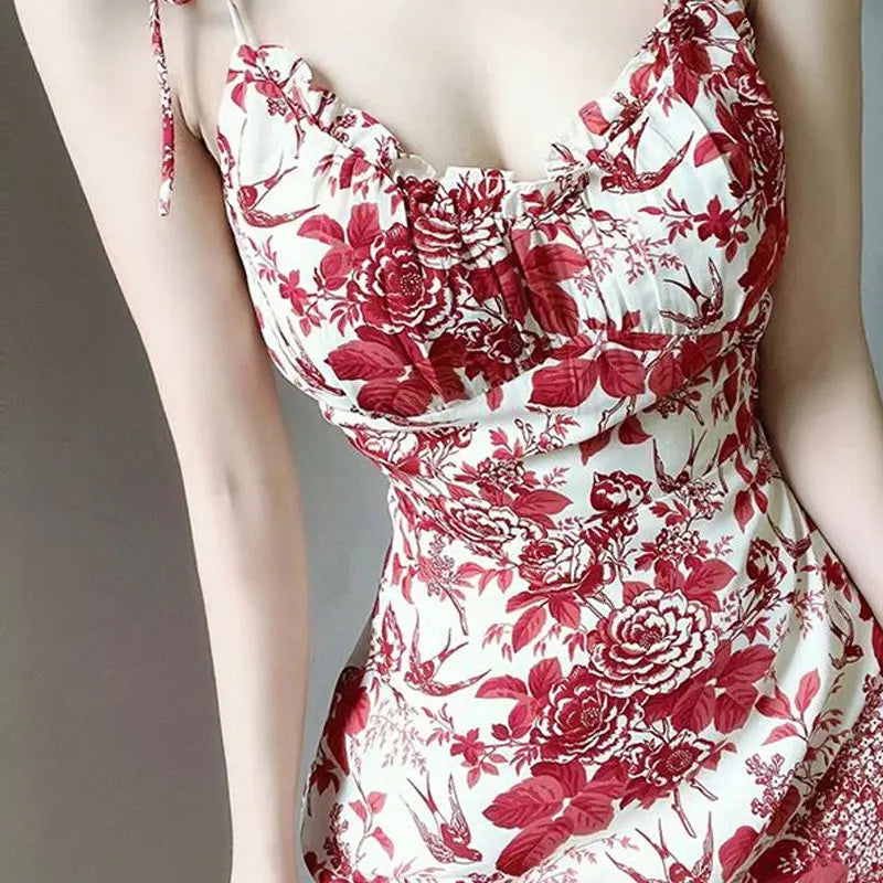 Bloemen Jurk Franse Stijl Zomerjurk Lange Mouw