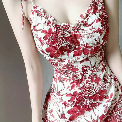 Bloemen Jurk Franse Stijl Zomerjurk Lange Mouw